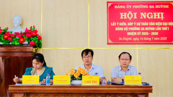 Hội nghị tham gia góp ý vào Dự thảo văn kiện trình Đại hội đại biểu Đảng bộ phường Sa Huỳnh lần thứ I