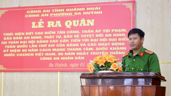 Công an phường Sa Huỳnh ra quân cao điểm tấn công, trấn áp tội phạm, đản bảo an ninh trật tự Đại hội Đảng các cấp
