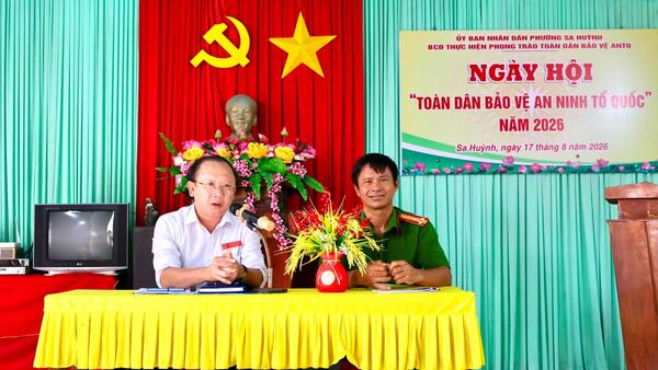 PHƯỜNG SA HUỲNH TỔ CHỨC ĐIỂM "NGÀY HỘI TOÀN DÂN BẢO VỆ AN NINH TỔ QUỐC" NĂM 2026